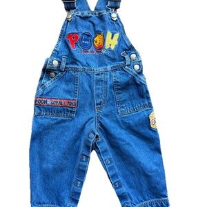 Vintage Y2K Disney Winnie the Pooh blue denim overalls boys 2T embroidered
